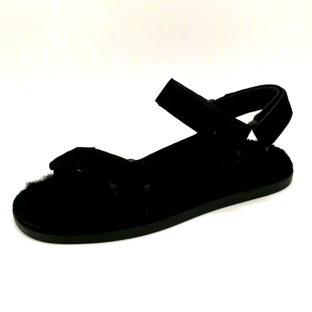 Vince Shoes Mens Destin Black 10.5 Suede Sport Sandal Hook Loop Fur Lined NEW
